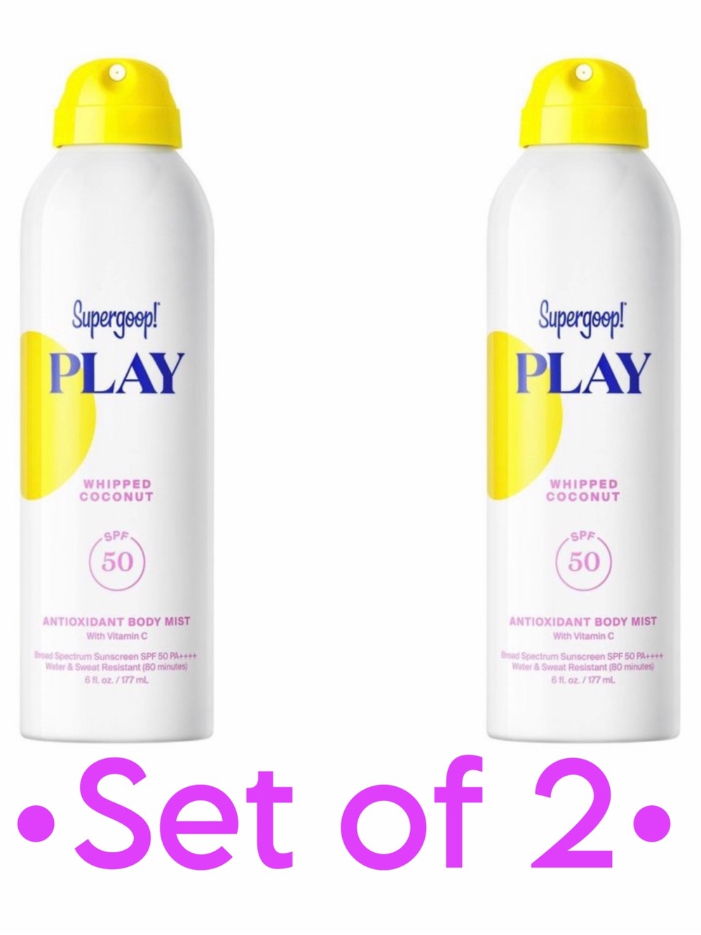 Supergoop! PLAY Whipped Coconut SPF 50 Antioxidant Sunscreen •2pk•
